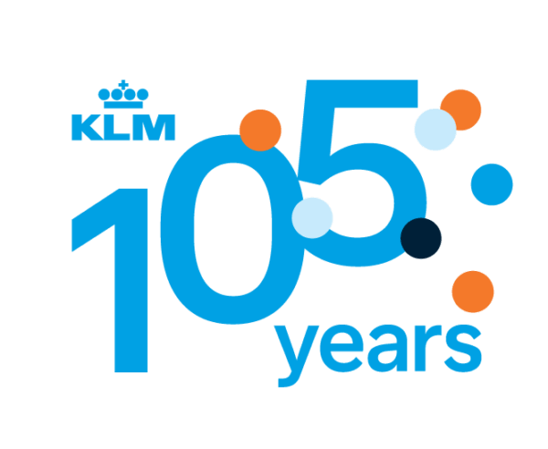 KLMオランダ航空：KL105 yearsロゴ